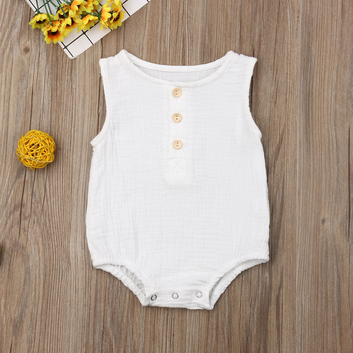 Cotton Linen Button Romper Jumpsuit