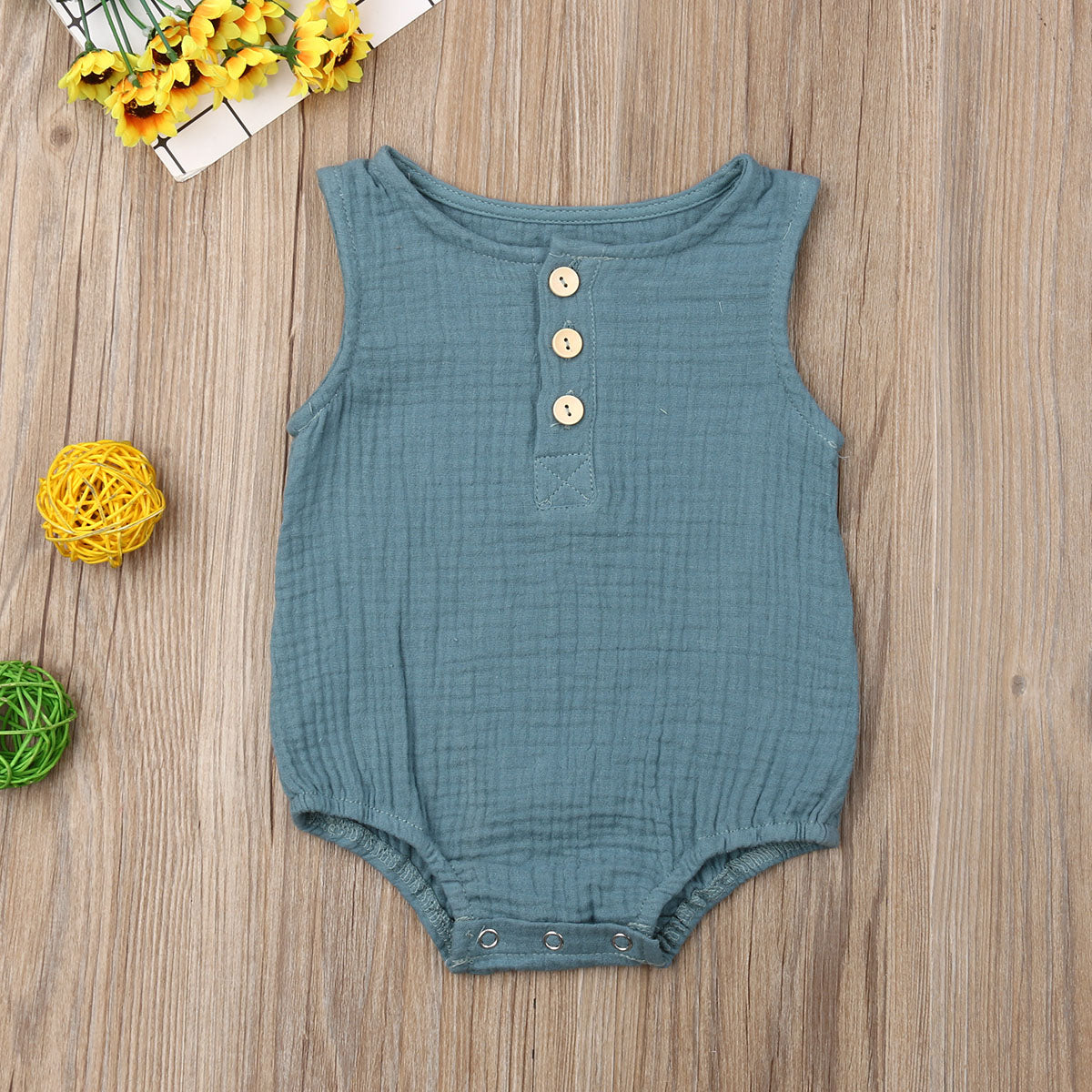 Cotton Linen Button Romper Jumpsuit