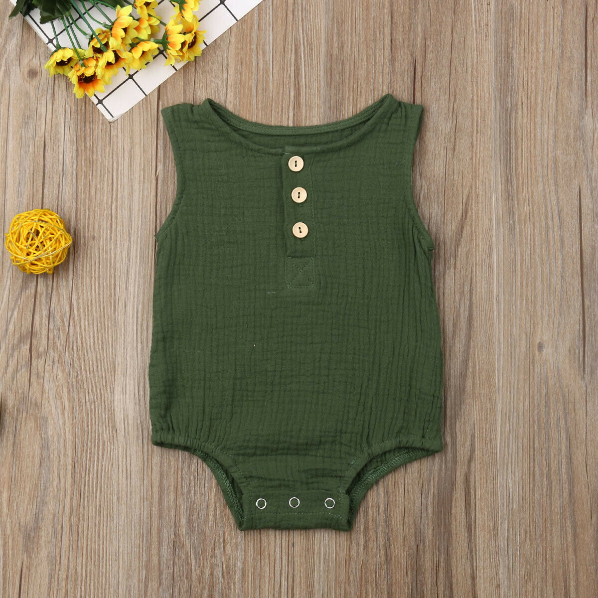 Cotton Linen Button Romper Jumpsuit