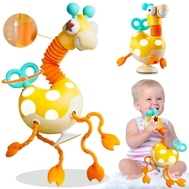 Montessori Baby Sensory Pull String Giraffe Toy