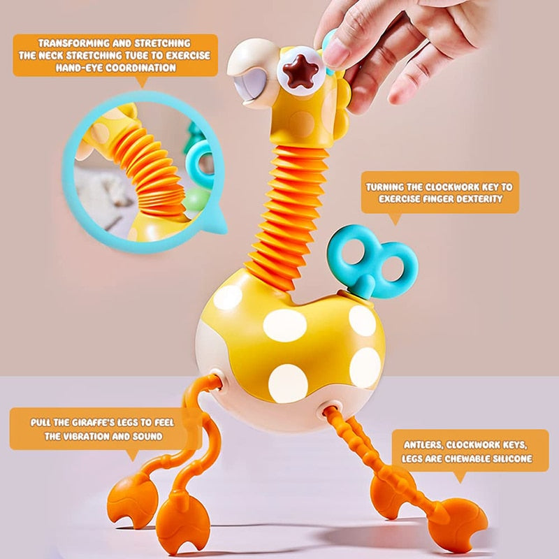 Montessori Baby Sensory Pull String Giraffe Toy